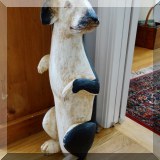 D69. Wooden decorative whippet dog statue. 25”h - $68 